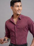 Locomotive Men Maroon Textured Slim Fit Casual Shirt - Maroon - Image 1