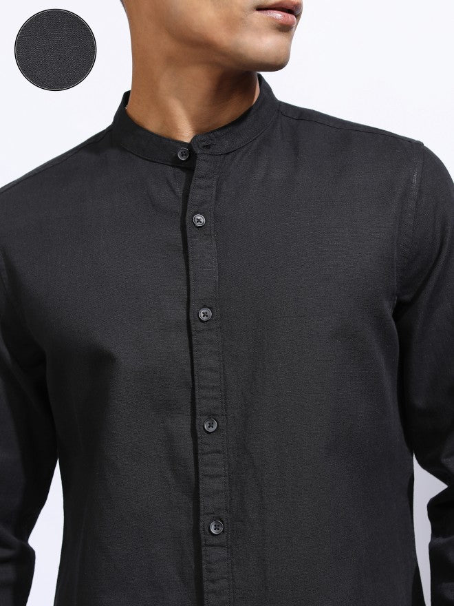 Locomotive Men Black Solid Regular Fit Casual Shirt - Black - Image 5