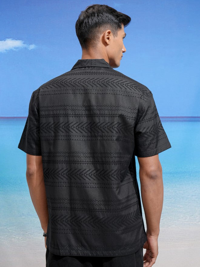 Locomotive Men Black Printed Relaxed Fit Casual Shirt - Black - Image 3