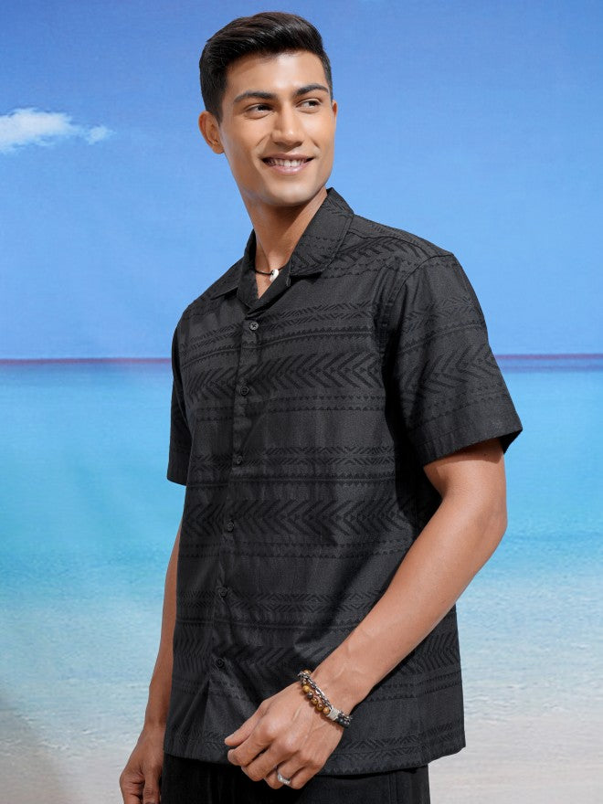 Locomotive Men Black Printed Relaxed Fit Casual Shirt - Black - Image 4