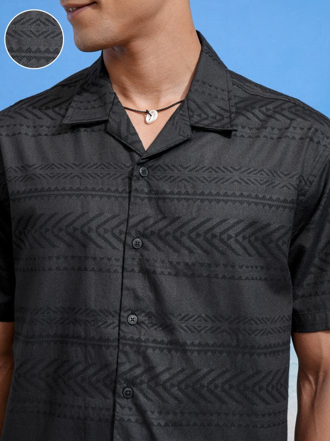 Locomotive Men Black Printed Relaxed Fit Casual Shirt - Black - Image 5