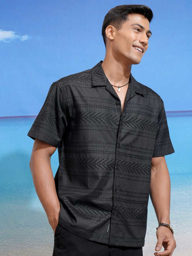 Locomotive Men Black Printed Relaxed Fit Casual Shirt - Black - Image 6