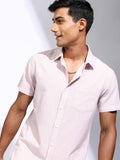Locomotive Men Pink Striped Regular Fit Casual Shirt - Pink - Image 1