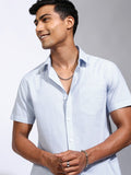 Locomotive Men Blue Striped Regular Fit Casual Shirt - Blue - Image 1