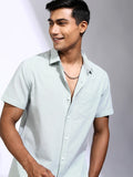 Locomotive Men Teal Striped Regular Fit Casual Shirt - Teal - Image 1