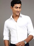 Locomotive Men White Textured Regular Fit Casual Shirt - White - Image 1