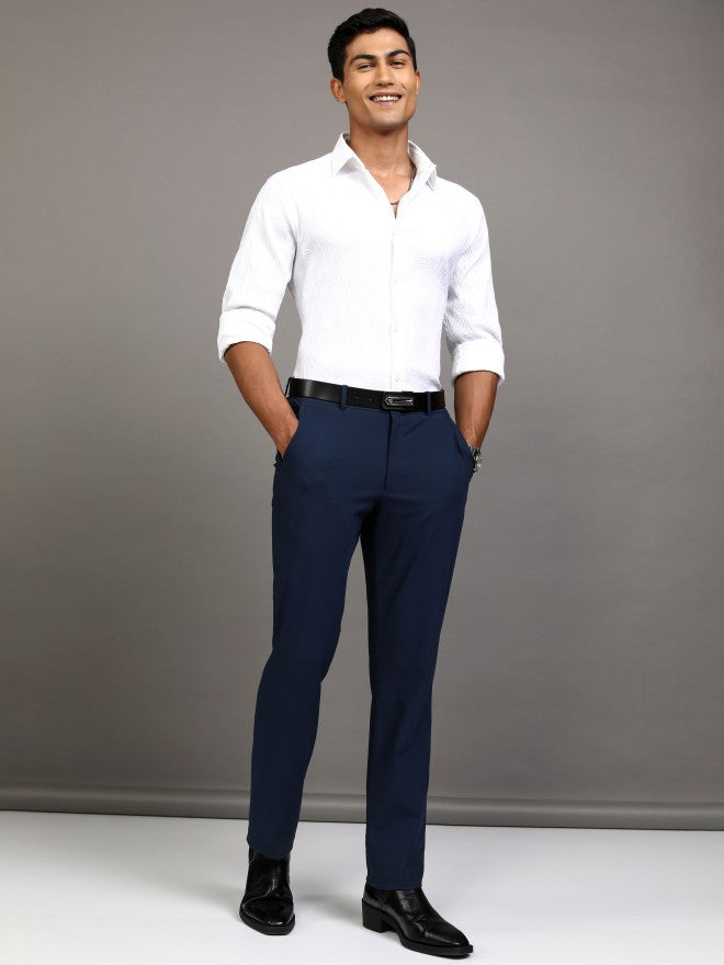 Locomotive Men White Textured Regular Fit Casual Shirt - White - Image 2