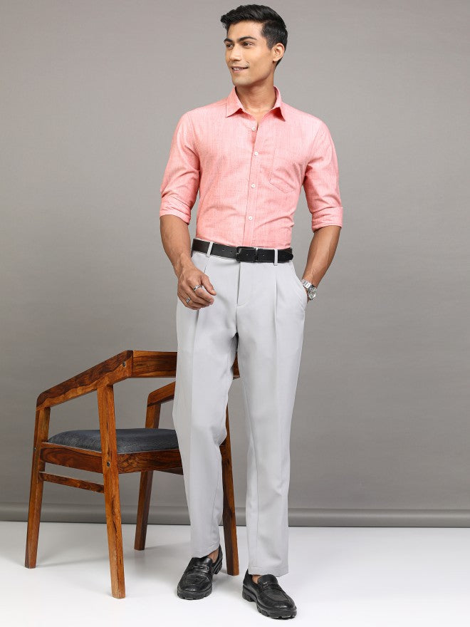 Locomotive Men Peach Solid Regular Fit Casual Shirt - Peach - Image 2