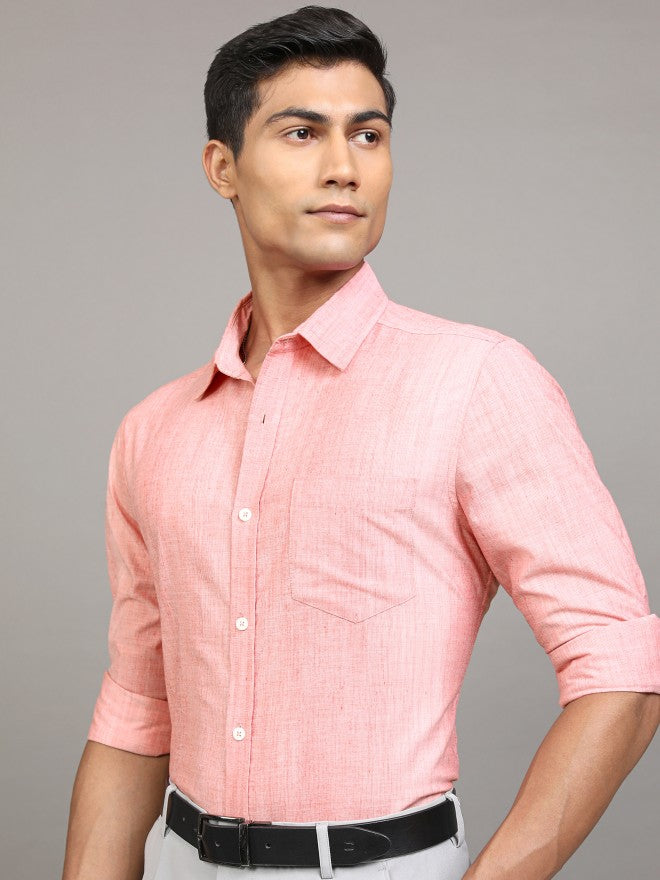Locomotive Men Peach Solid Regular Fit Casual Shirt - Peach - Image 4