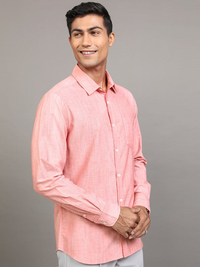 Locomotive Men Peach Solid Regular Fit Casual Shirt - Peach - Image 6
