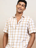 Locomotive Men White Checked Relaxed Fit Casual Shirt - White - Image 1