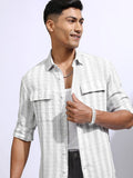 Locomotive Men White Checked Relaxed Fit Casual Shirt - White - Image 1
