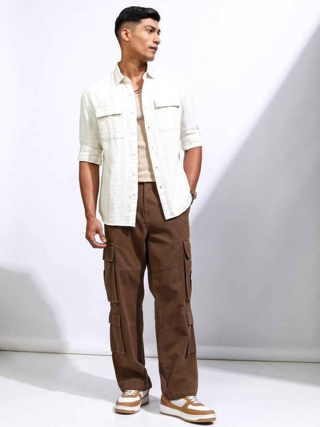 Locomotive Men White Checked Relaxed Fit Casual Shirt - White - Image 2