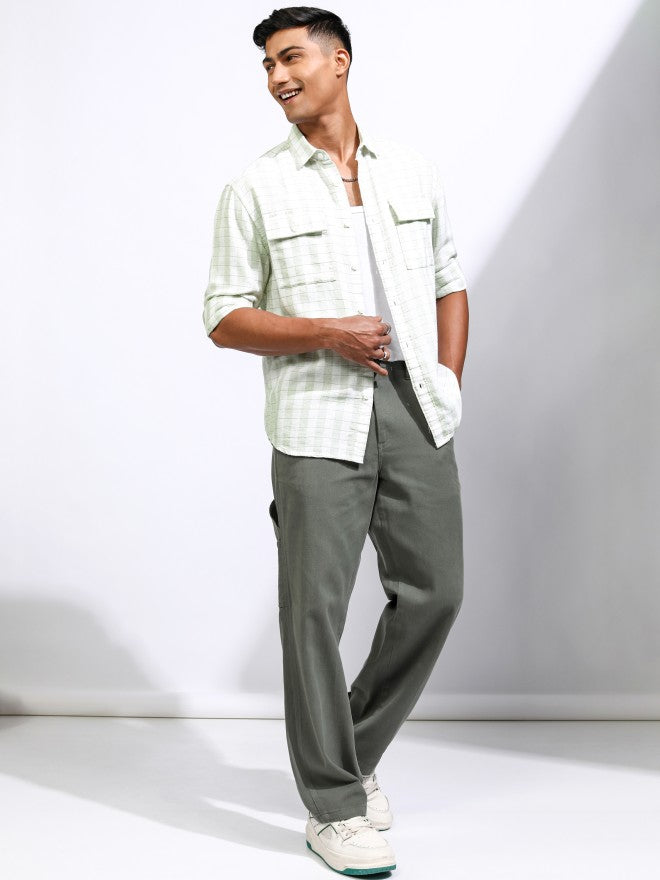 Locomotive Men White Checked Relaxed Fit Casual Shirt - White - Image 2