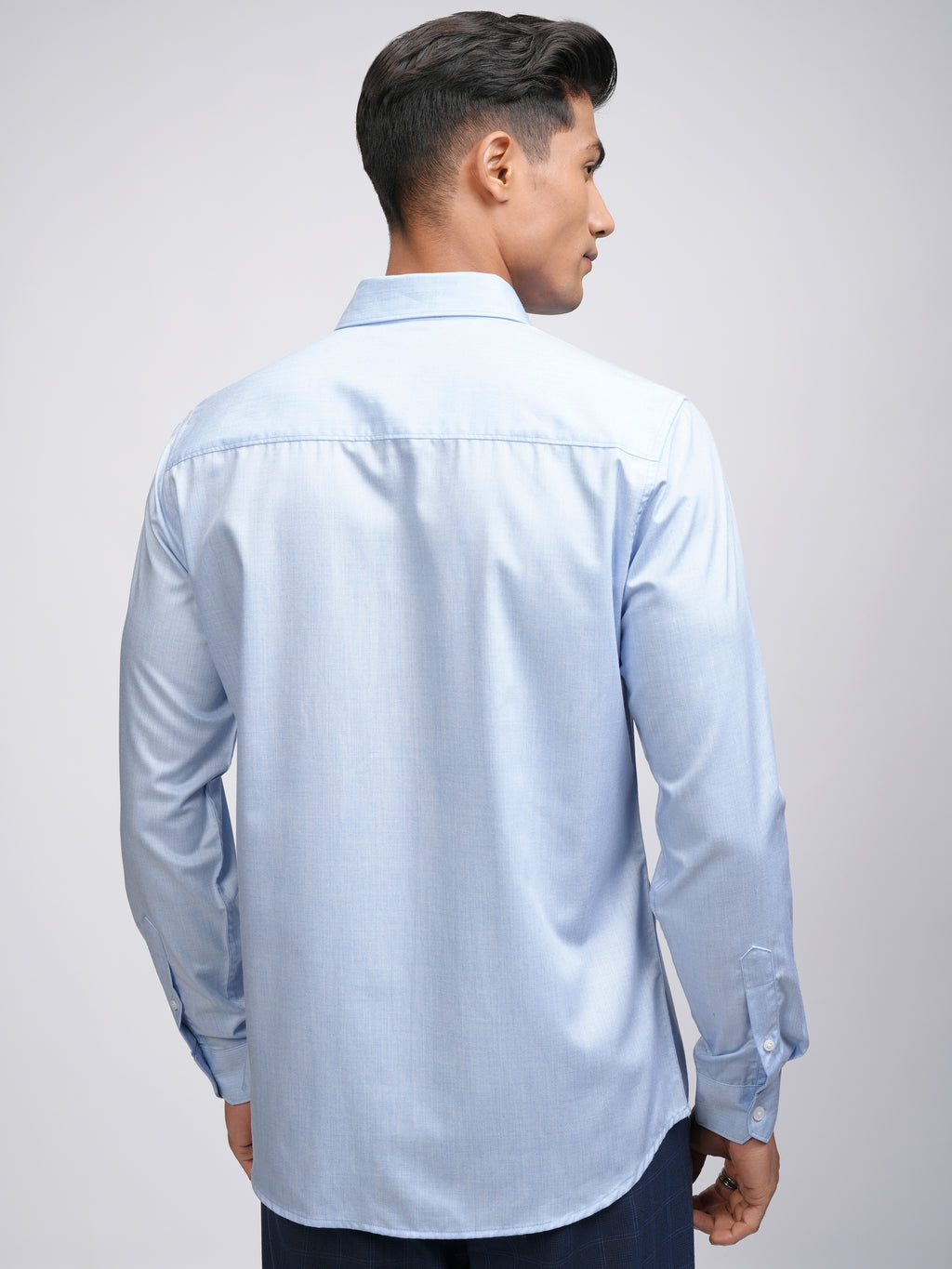 Locomotive Men Blue Self Design Regular Fit Casual Shirt - Blue - Image 3