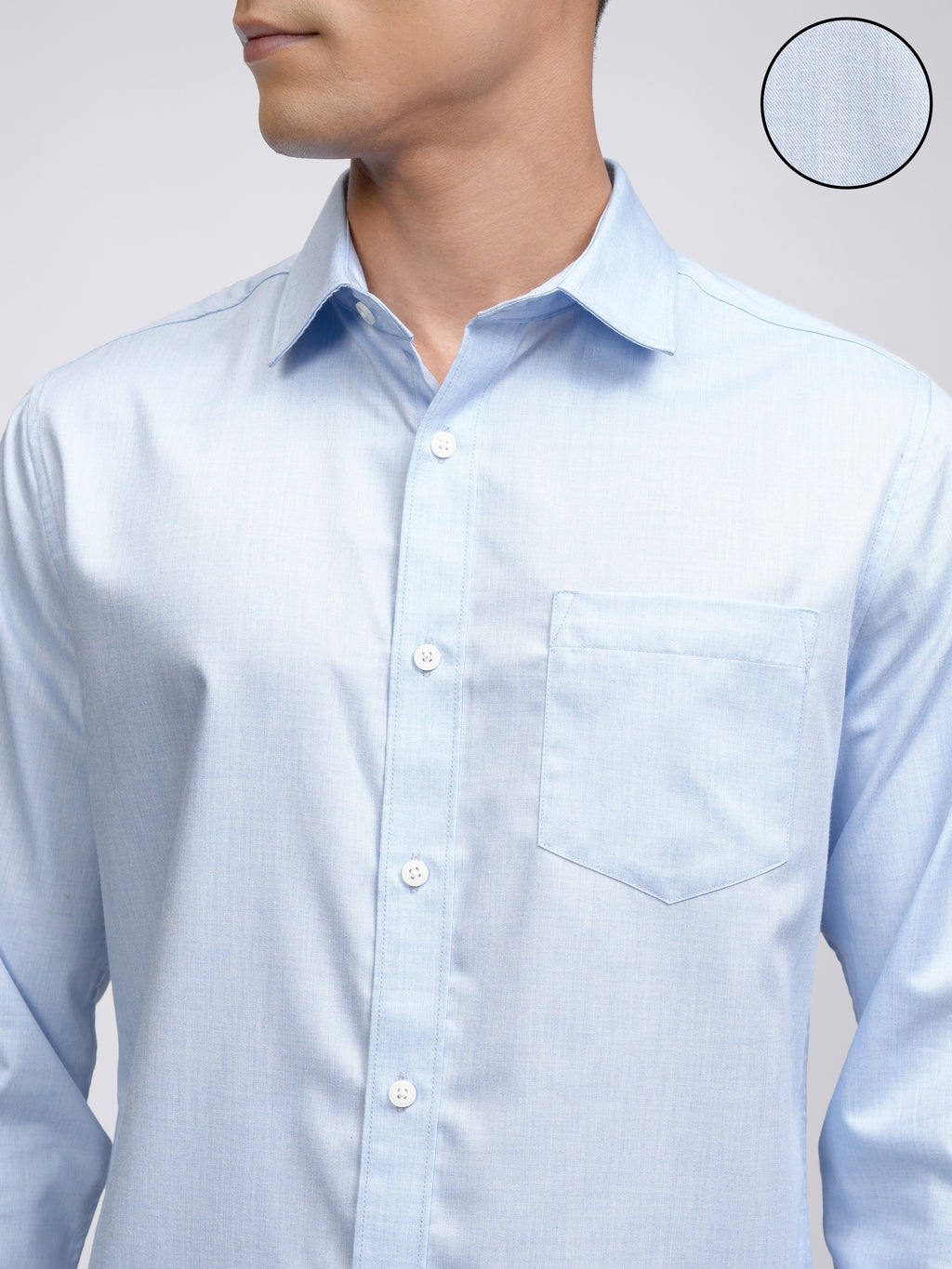 Locomotive Men Blue Self Design Regular Fit Casual Shirt - Blue - Image 5