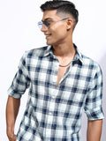 Locomotive Men White Checked Regular Fit Casual Shirt - White - Image 1