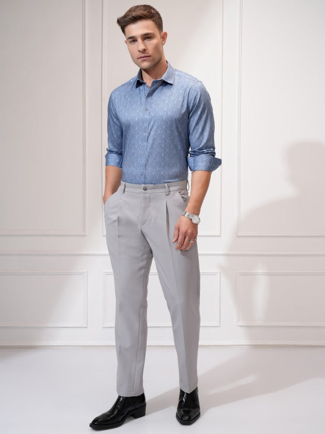 Locomotive Men Blue Printed Slim Fit Casual Shirt - Blue - Image 2