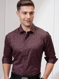Locomotive Men Maroon Printed Slim Fit Casual Shirt - Maroon - Image 1