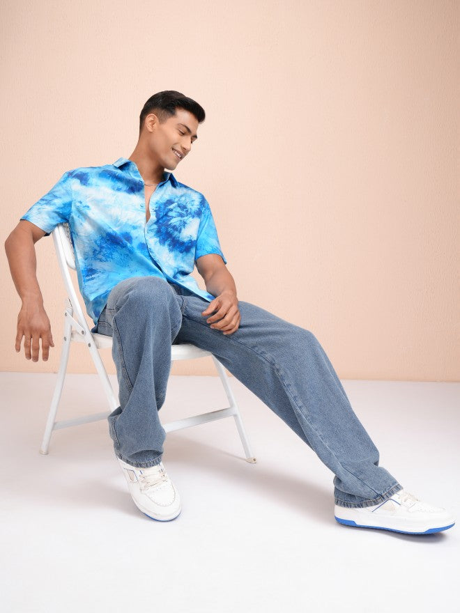 Locomotive Men Blue Printed Relaxed Fit Casual Shirt - Blue - Image 2