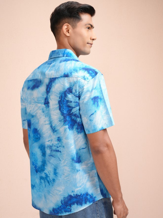 Locomotive Men Blue Printed Relaxed Fit Casual Shirt - Blue - Image 3