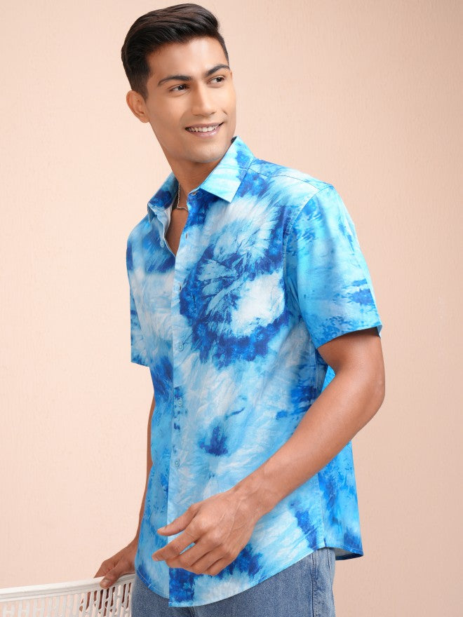 Locomotive Men Blue Printed Relaxed Fit Casual Shirt - Blue - Image 4