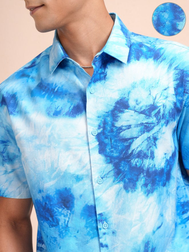 Locomotive Men Blue Printed Relaxed Fit Casual Shirt - Blue - Image 5