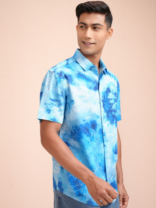 Locomotive Men Blue Printed Relaxed Fit Casual Shirt - Blue - Image 6