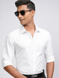 Locomotive Men White Self Design Slim Fit Casual Shirt - White - Image 1