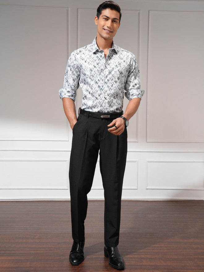 Locomotive Men Grey Printed Slim Fit Casual Shirt - Grey - Image 2
