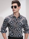 Locomotive Men Black Printed Slim Fit Casual Shirt - Black - Image 1