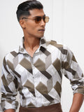 Locomotive Men White Printed Slim Fit Casual Shirt - White - Image 1