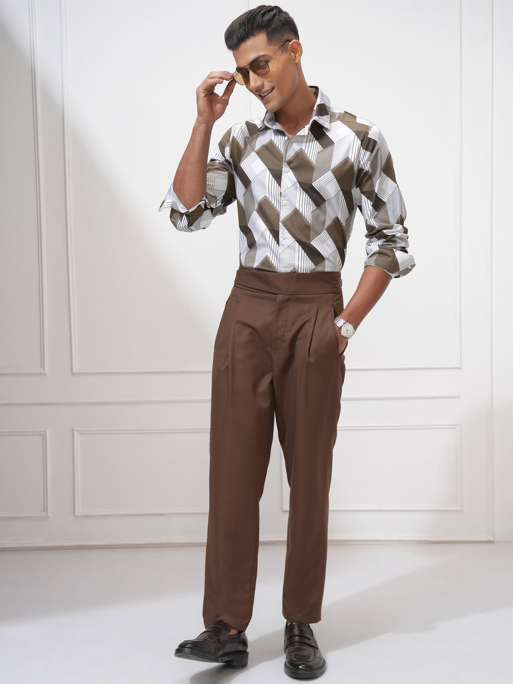 Locomotive Men White Printed Slim Fit Casual Shirt - White - Image 2