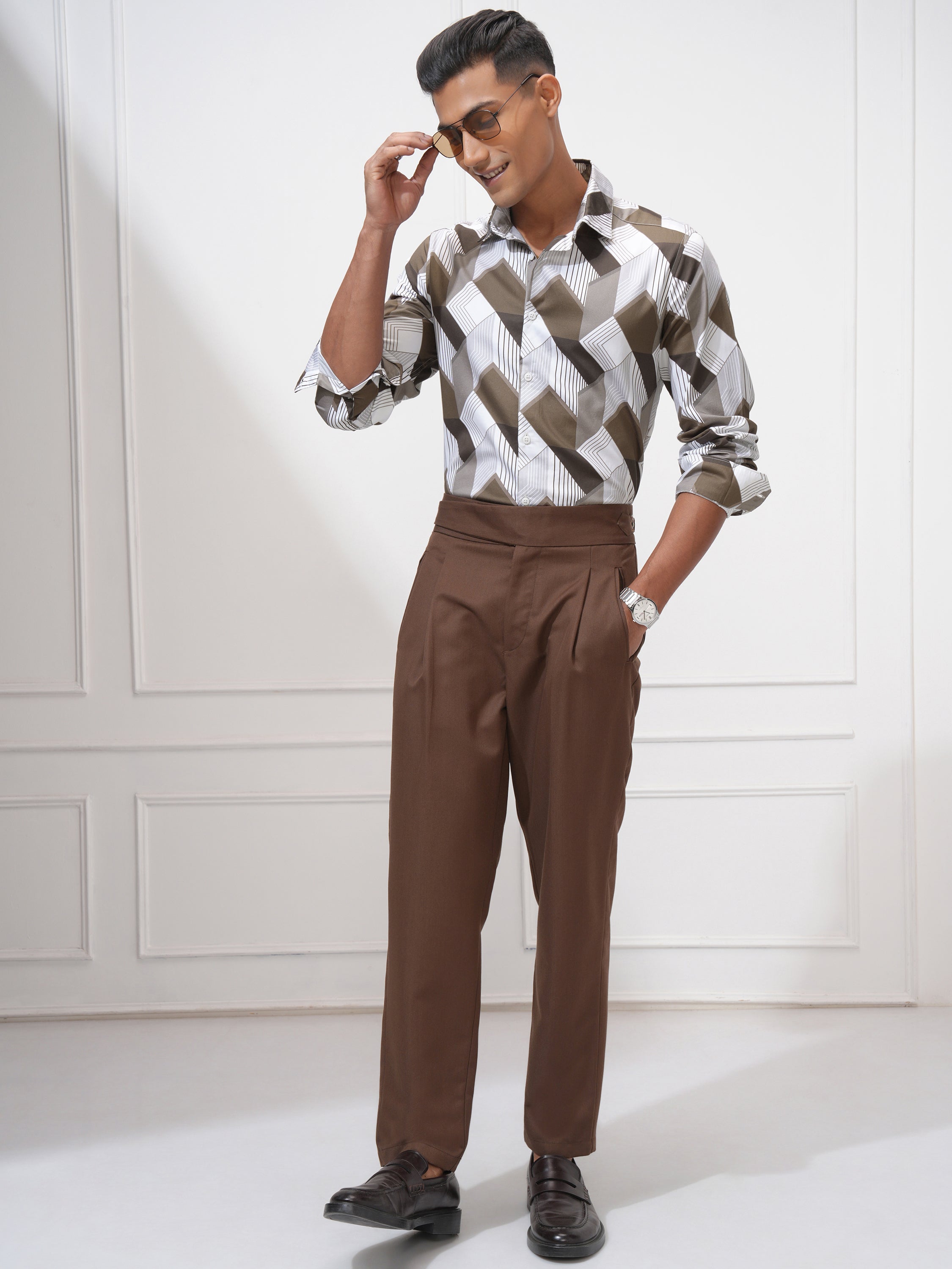 Locomotive Men White Printed Slim Fit Casual Shirt - White - Image 2