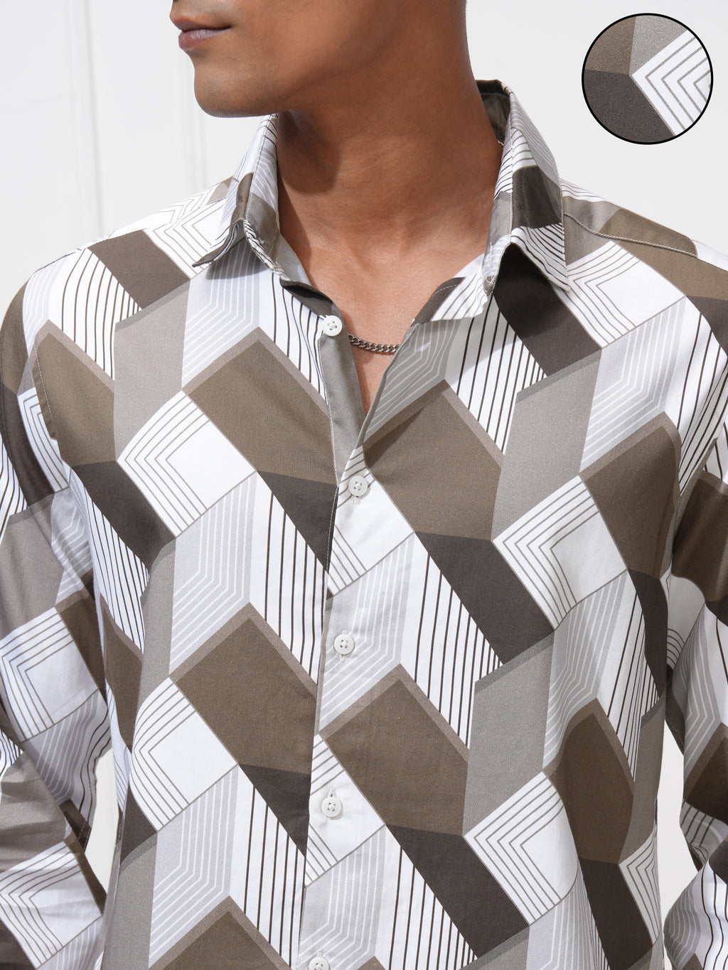 Locomotive Men White Printed Slim Fit Casual Shirt - White - Image 5