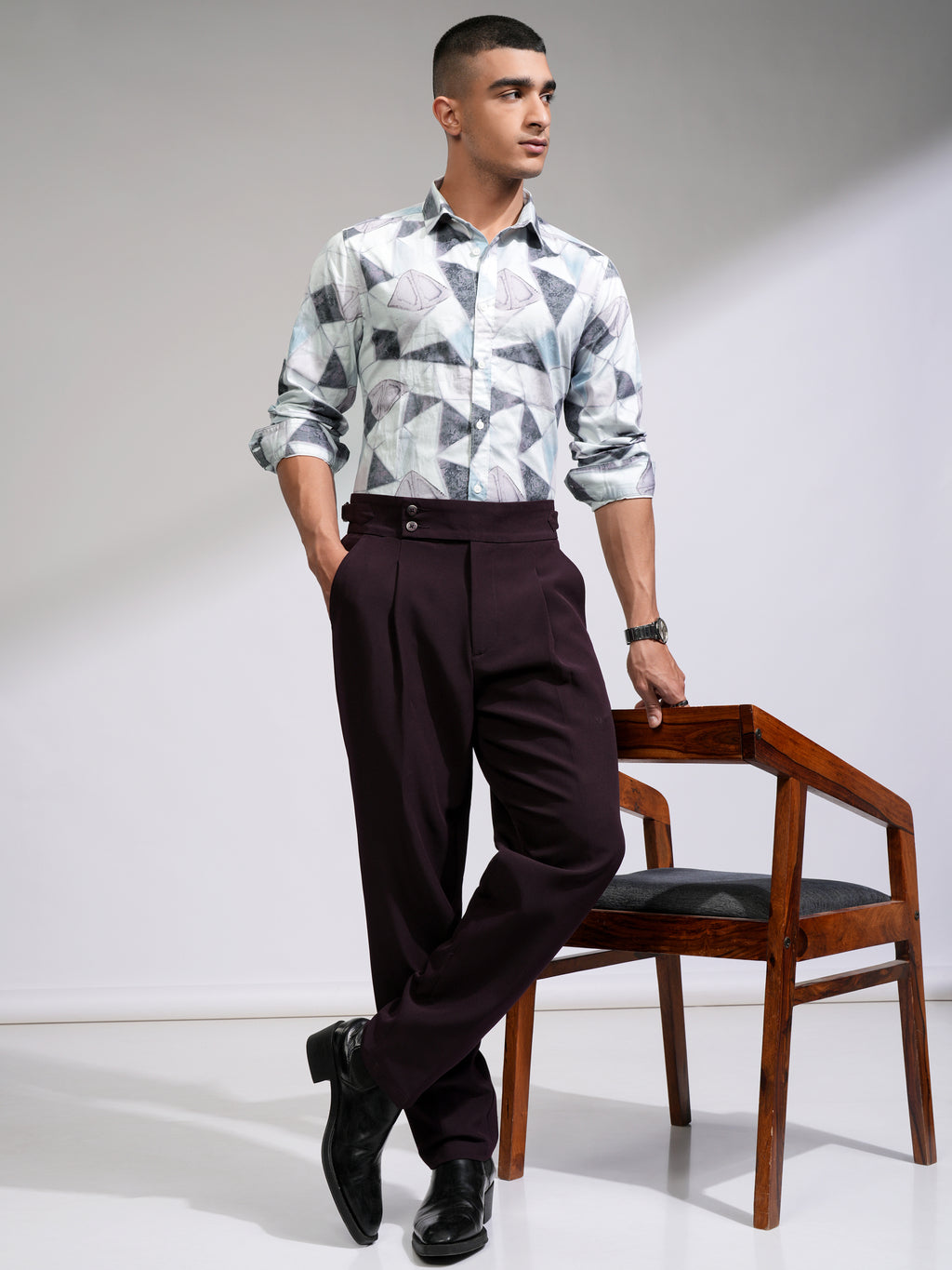 Locomotive Men Blue Printed Slim Fit Casual Shirt - Blue - Image 2