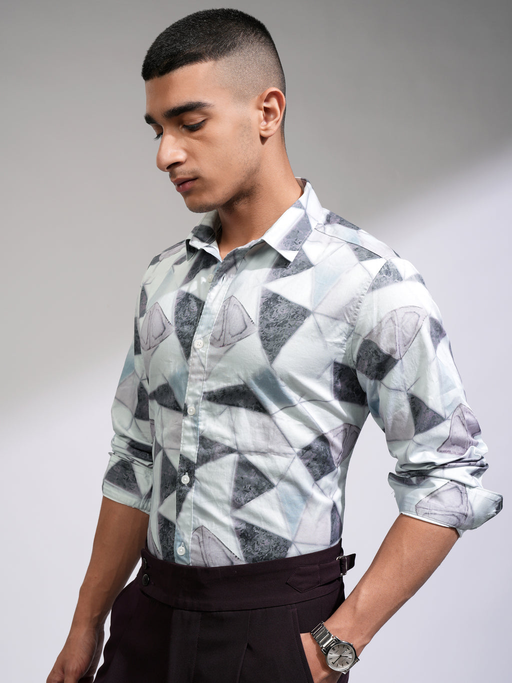 Locomotive Men Blue Printed Slim Fit Casual Shirt - Blue - Image 4