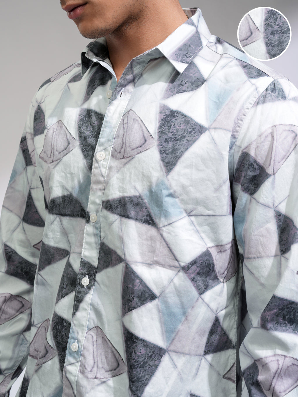 Locomotive Men Blue Printed Slim Fit Casual Shirt - Blue - Image 5