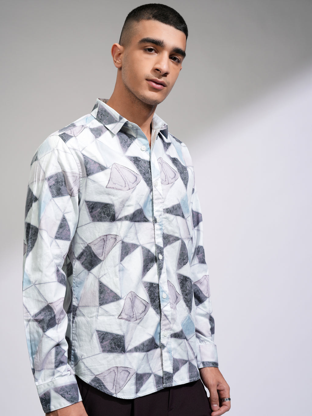 Locomotive Men Blue Printed Slim Fit Casual Shirt - Blue - Image 6