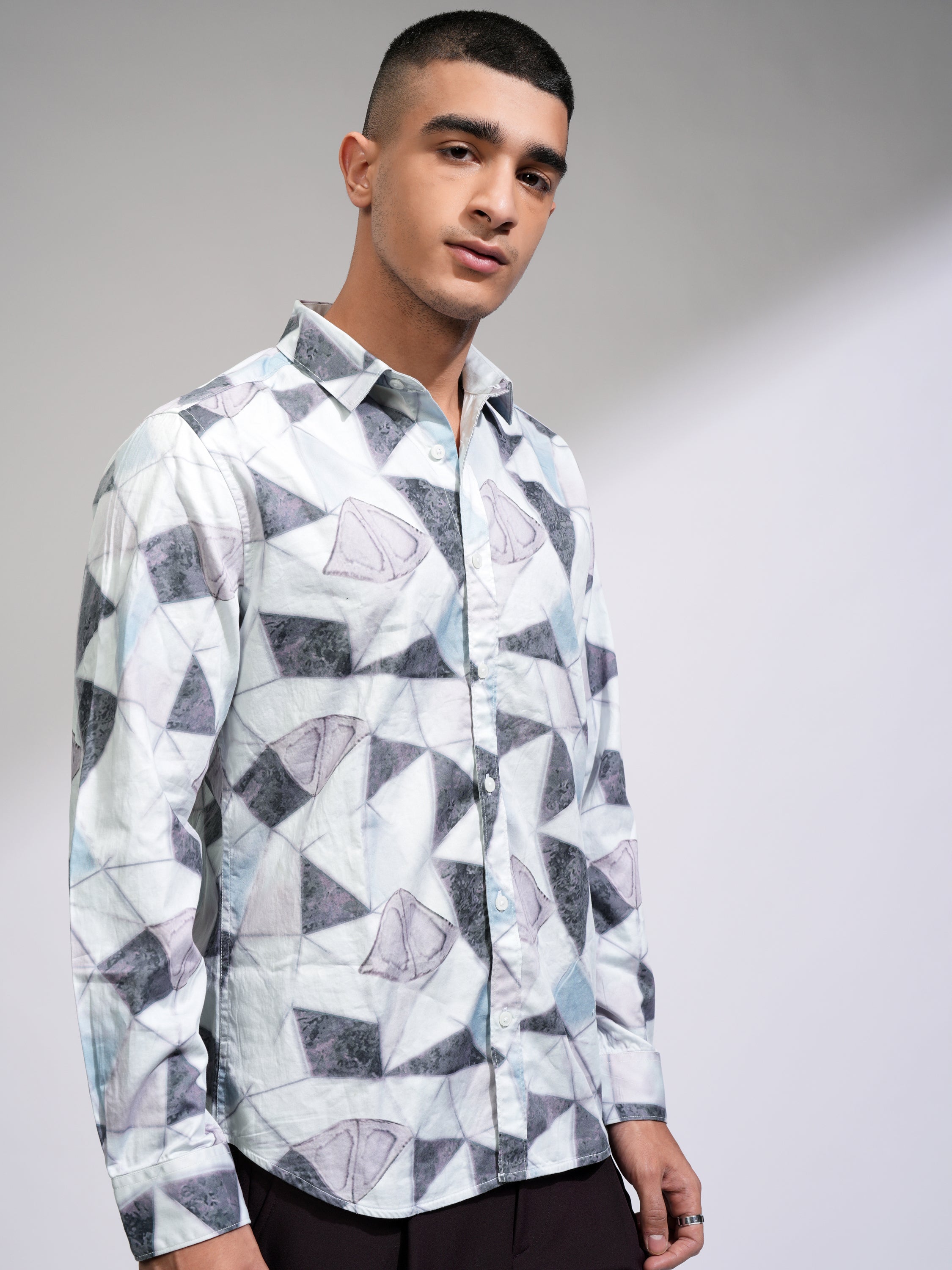 Locomotive Men Blue Printed Slim Fit Casual Shirt - Blue - Image 6
