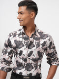Locomotive Men Peach Printed Slim Fit Casual Shirt - Peach - Image 1