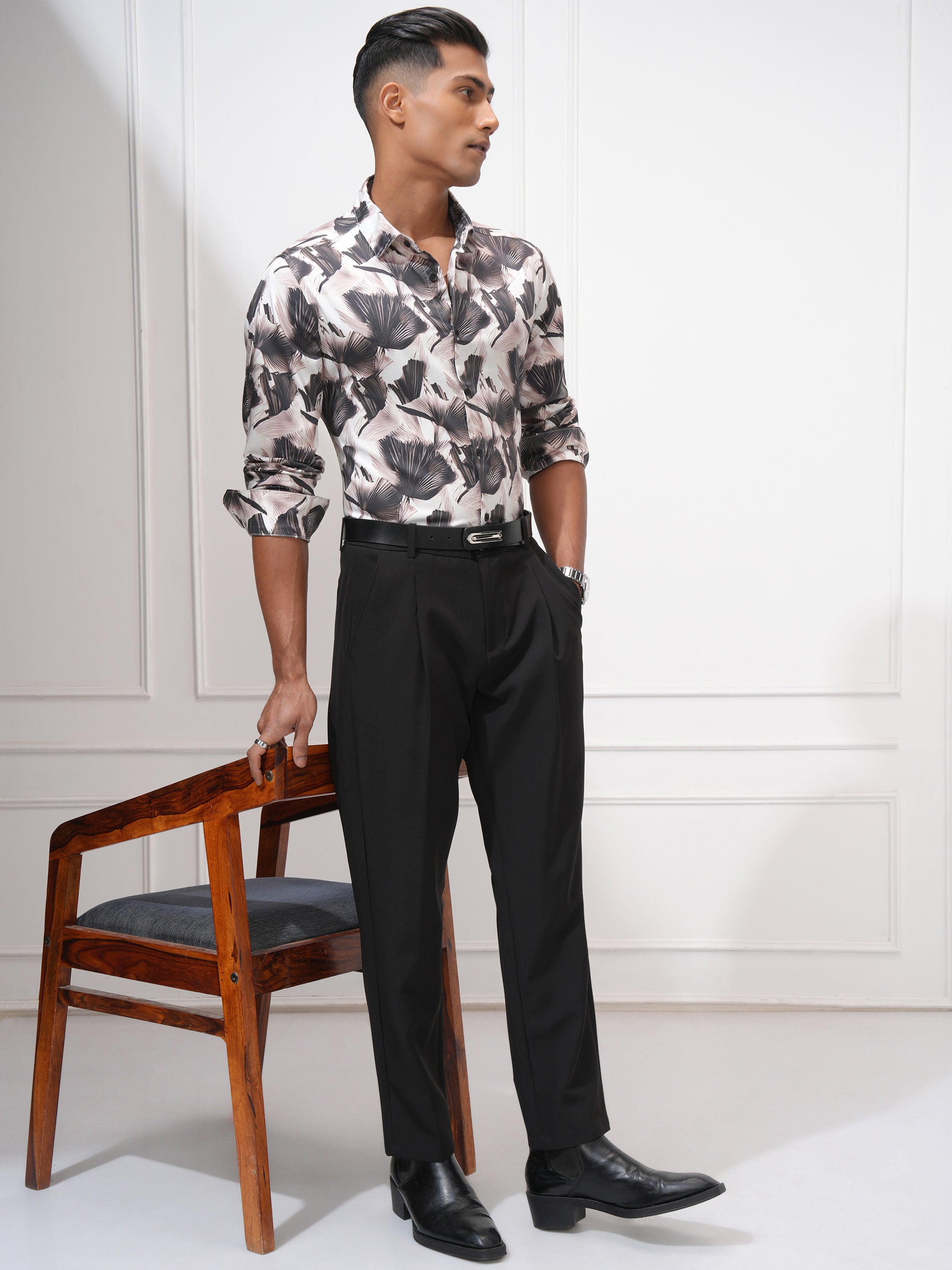 Locomotive Men Peach Printed Slim Fit Casual Shirt - Peach - Image 2