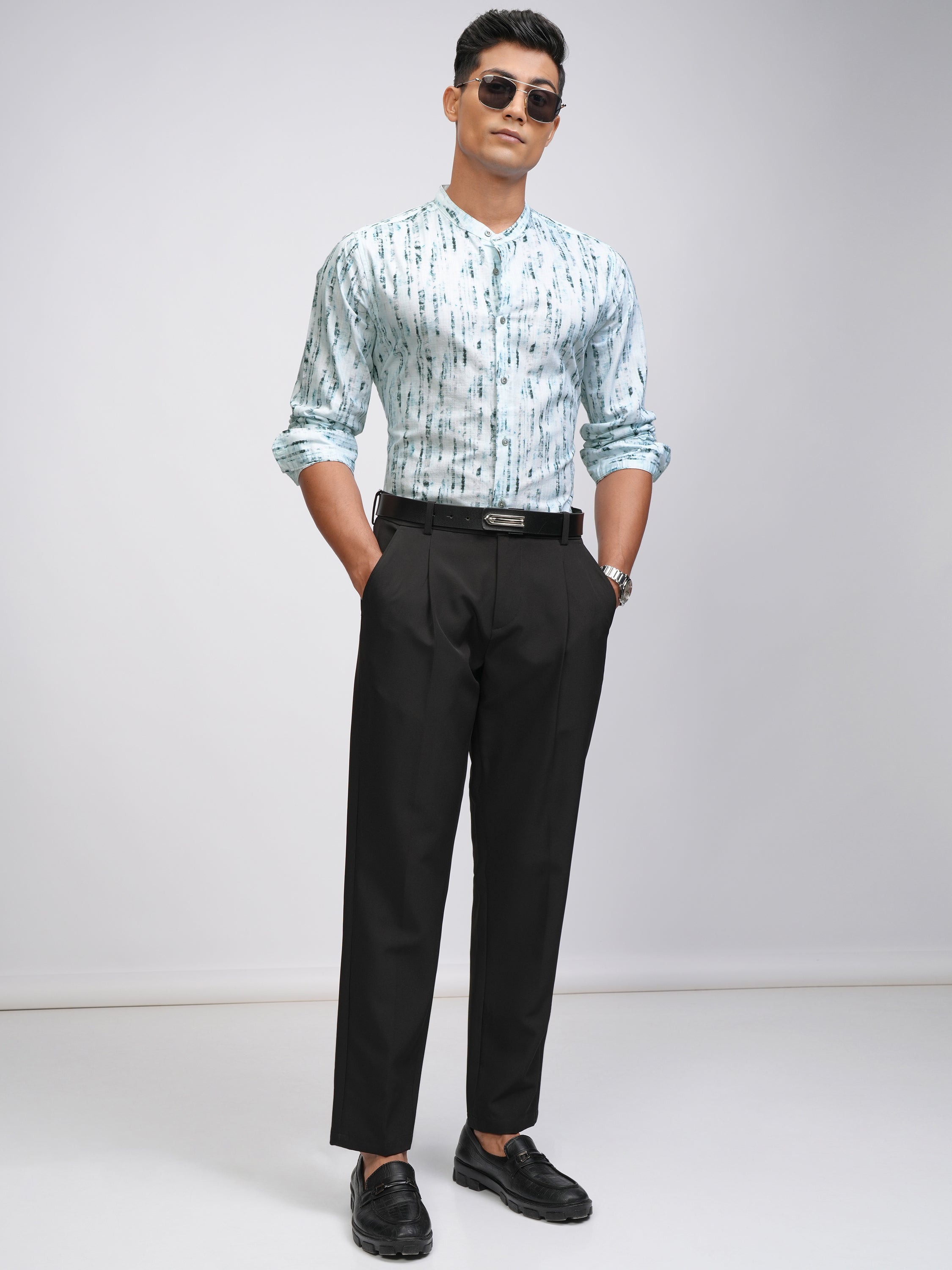 Locomotive Men Blue Printed Slim Fit Casual Shirt - Blue - Image 2
