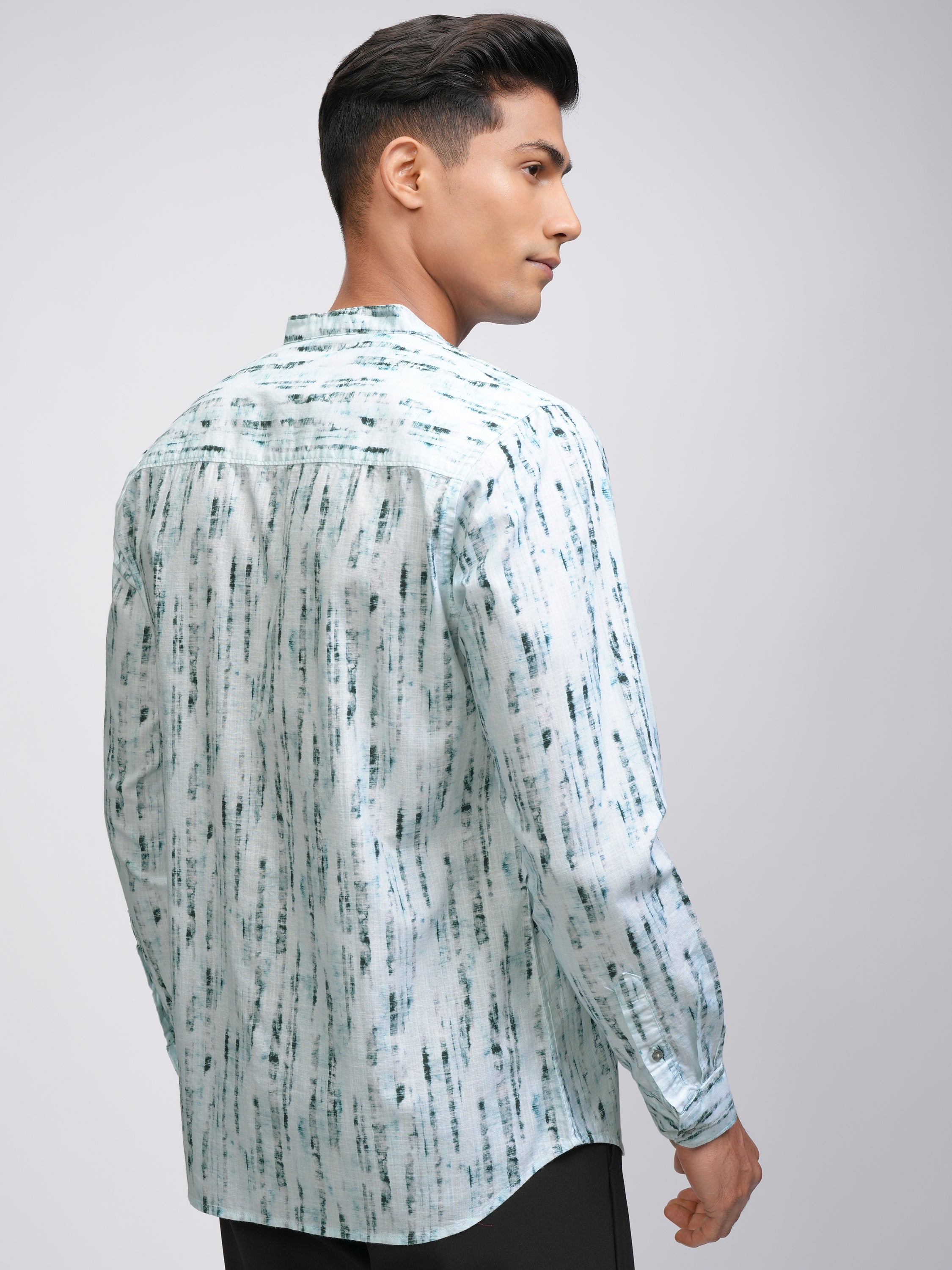 Locomotive Men Blue Printed Slim Fit Casual Shirt - Blue - Image 3