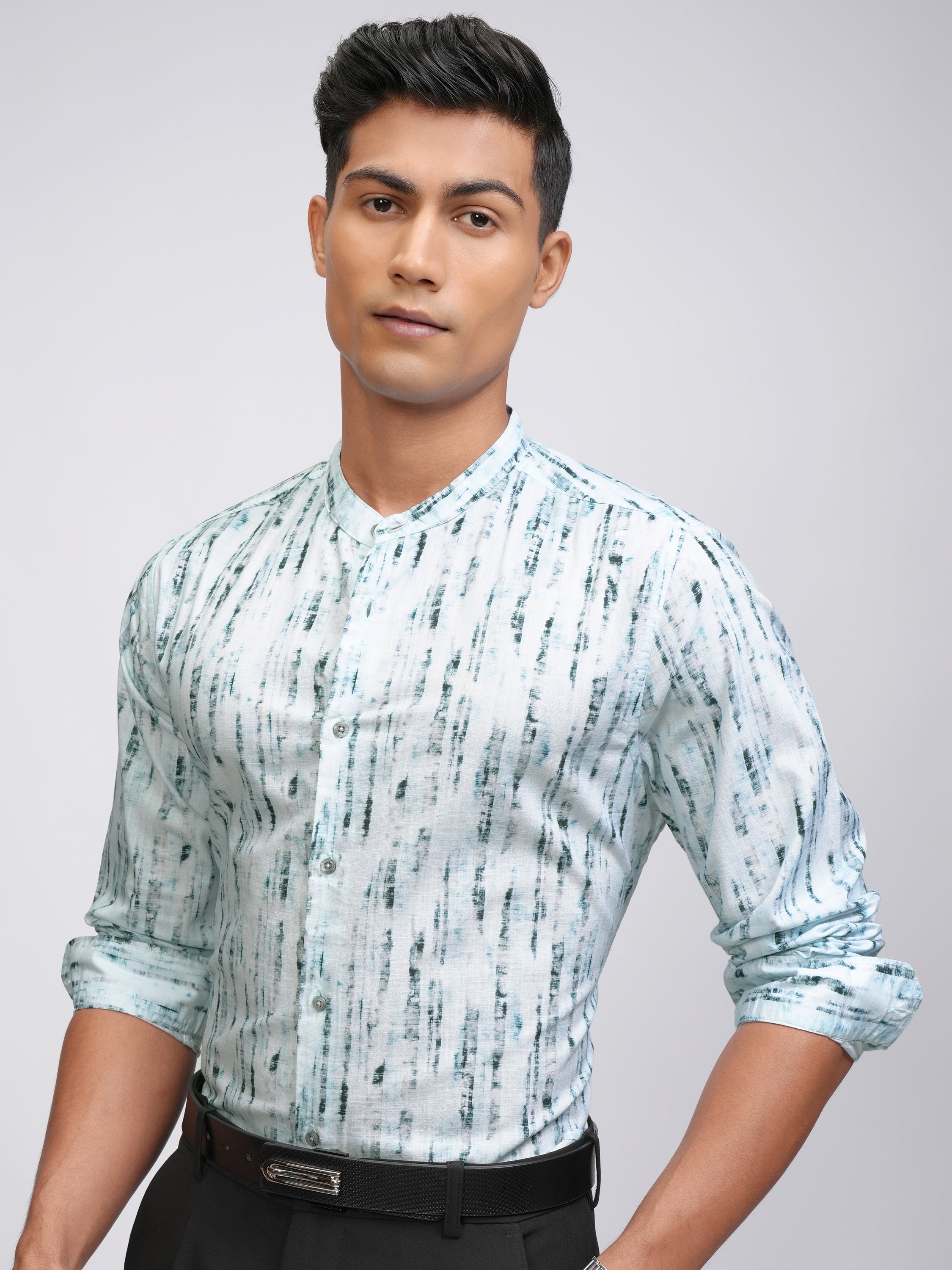 Locomotive Men Blue Printed Slim Fit Casual Shirt - Blue - Image 4