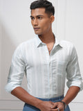 Locomotive Men Blue Striped Regular Fit Casual Shirt - Blue - Image 1