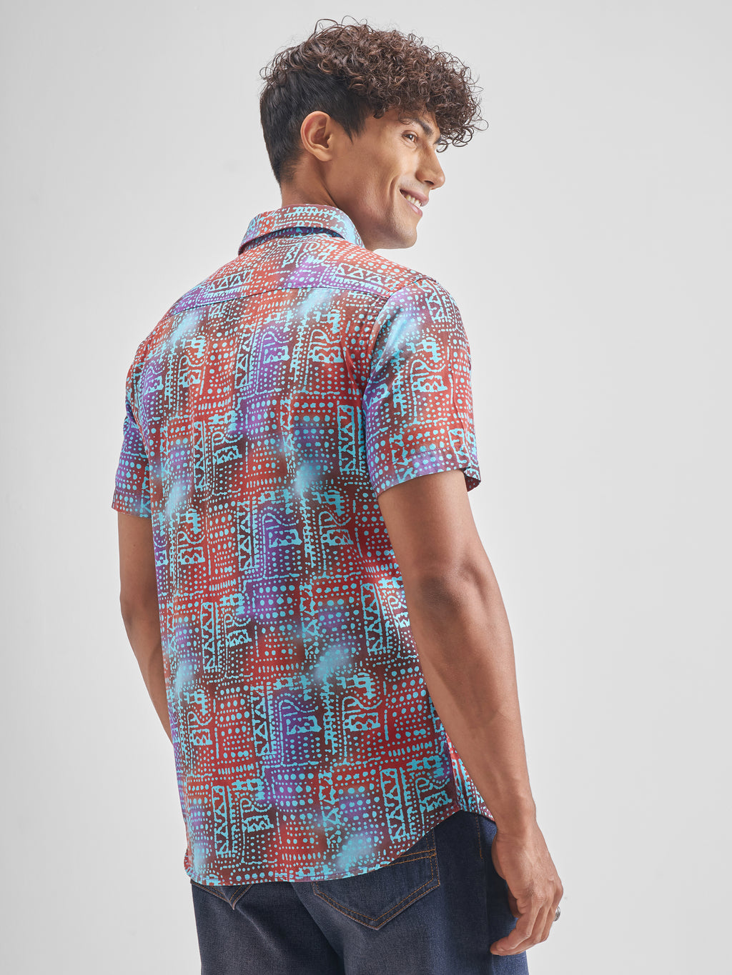 Locomotive Men Red Printed Slim Fit Casual Shirt - Red - Image 3