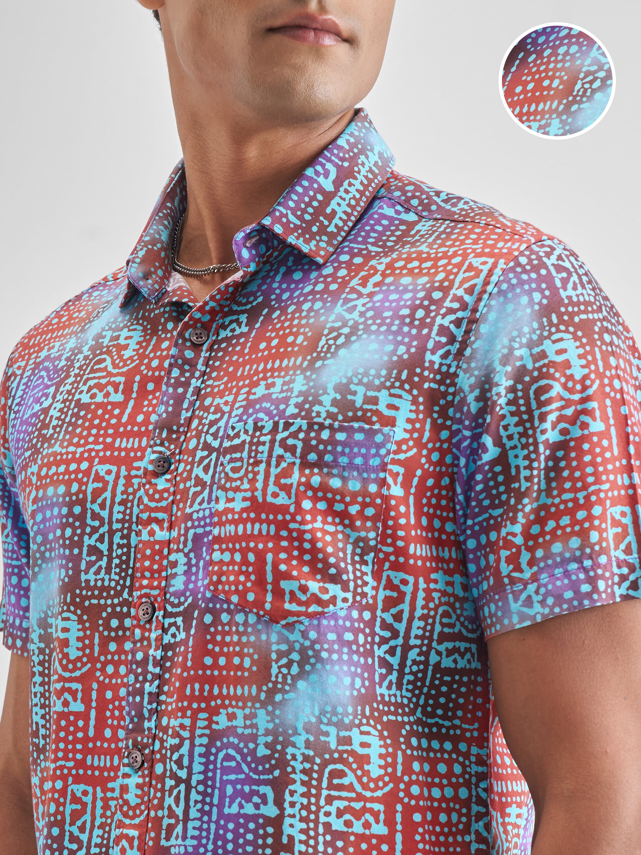Locomotive Men Red Printed Slim Fit Casual Shirt - Red - Image 5