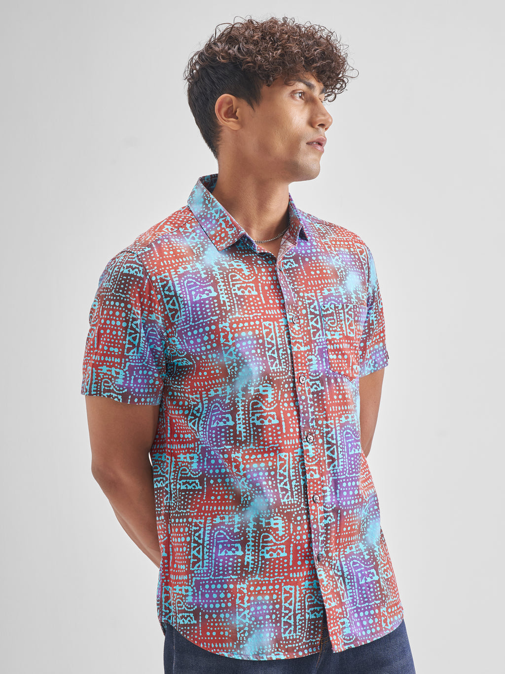 Locomotive Men Red Printed Slim Fit Casual Shirt - Red - Image 6