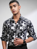 Locomotive Men White Printed Slim Fit Casual Shirt - White - Image 1